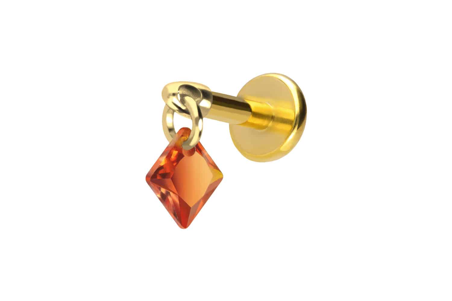 Titan Labret Piercing mit Push Fit KRISTALLQUADRAT